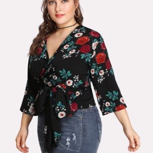 Floral wrap blouse